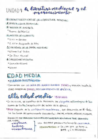 T9: Literatura medieval, prerenacimiento