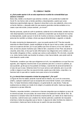 Fe, ciencia y razón