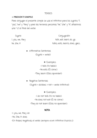 TENSES TEORIA- PARTE 1