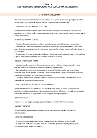 PROCESOS GEOLÓGICOS Y LA EVOLUCIÓN DEL RELIEVE