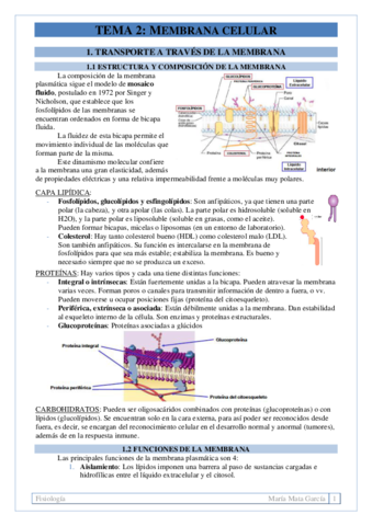 TEMA 2. Membrana celular