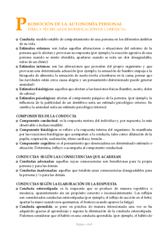 TÉCNICAS DE MODIFICACIÓN DE CONDUCTA