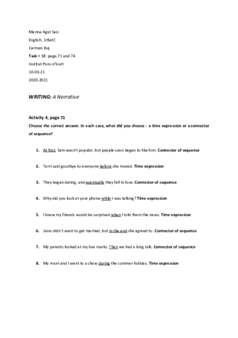 English = SB: 71 and 74