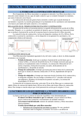 TEMA 9. Mecánica del músculo esquelético
