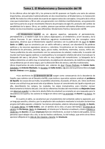 Tema 1 - Modernismo y G. 98