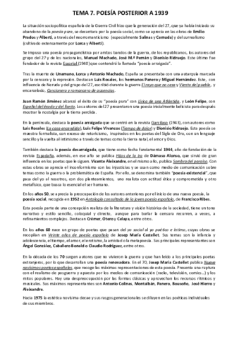TEMA 7. POESÍA POSTERIOR A 1939