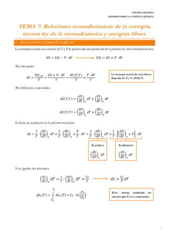 T7. Energías libres y 3ª ley TD