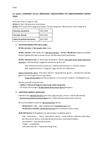 16. Fernando VII.aren erregealdia.