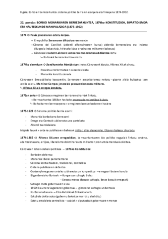 22. Borboi monarkiaren berrezarkuntza. 