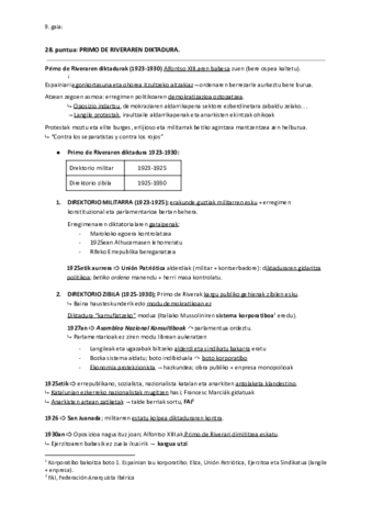 28. Primo de Riveraren diktadura.
