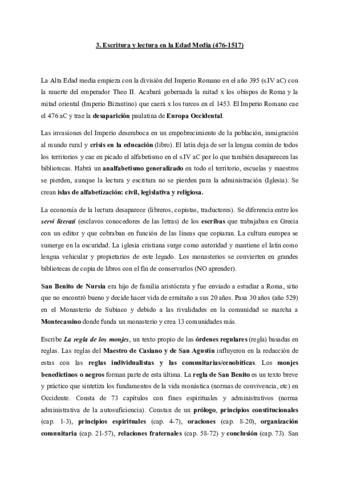 3. Escritura y lectura en la Edad Media 