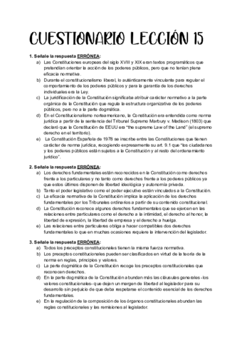 CUESTIONARIO LECCIÓN 15