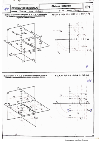 Punto en diedro, plano y 3ªp.