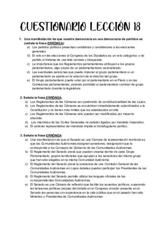 CUESTIONARIO LECCIÓN 18