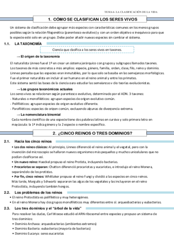 TEMA-6- LA CLASIFICACIÓN DE LA VIDA