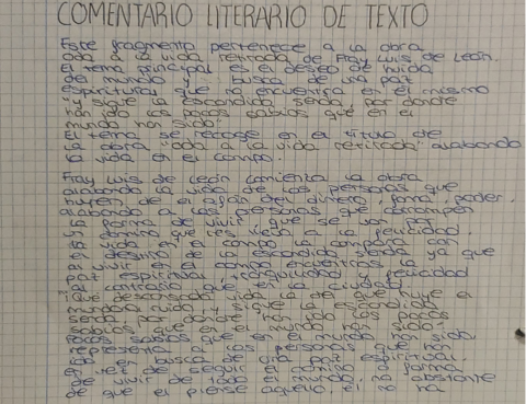 Comentario literario de texto: Oda a la vida retirada, Fray Luis de León