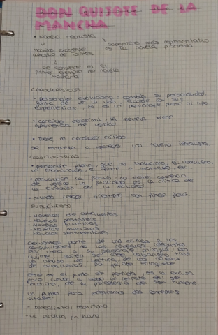 Apuntes Don Quijote de la Mancha+comentario literario de texto: el último de Miguel de Cervantes