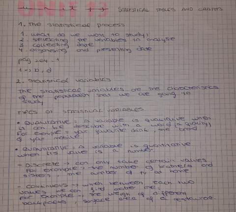 Statistical tables and graphs Apuntes en inglés