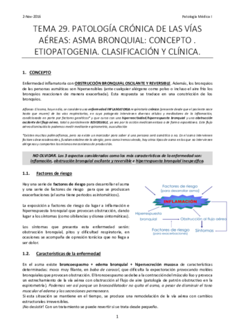 Tema 29. Patología crónica de las vías aéreas. Asma bronquial ...
