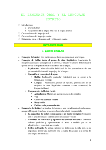 El lenguaje oral y el lenguaje escrito