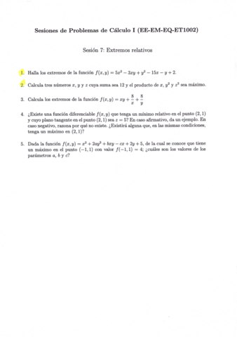 Sesión 7 - Extremos Relativos