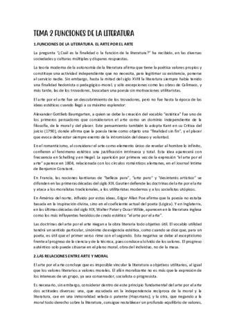 TEMA 2. FUNCIONES DE LA LITERATURA