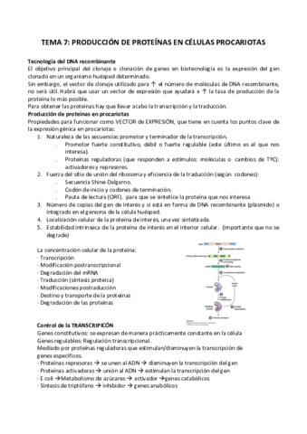 TEMA 7 PRODUCCIÓN DE PROTEÍNAS EN CÉLULAS PROCARIOTAS.pdf
