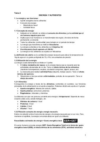 Tema 2. Energía y nutrientes