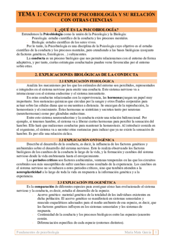 TEMA 1. Concepto de psicobiología 