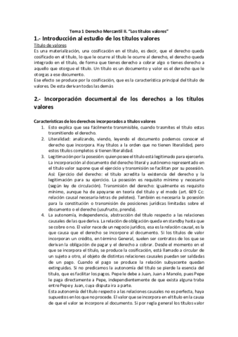 Tema 1 Derecho Mercantil II. Los títulos valores. COMPLETO.pdf
