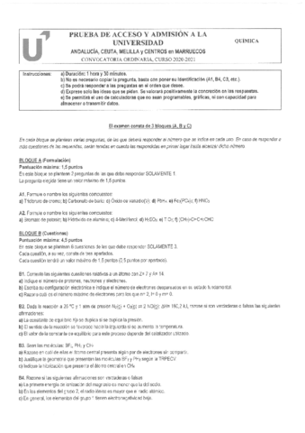 Examen Química Junio 2021