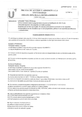 Examen Química Septiembre 2020