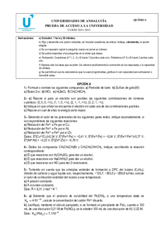 Examen Química Septiembre 2015