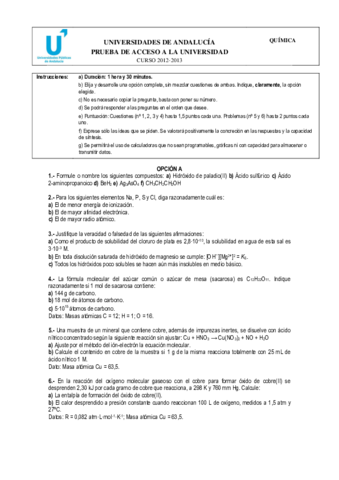 Examen Química Junio 2013