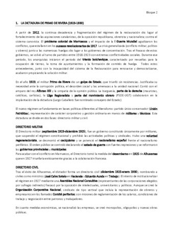 Dictadura de Primo de Rivera (Bloque 2)