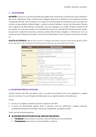 Genética: mutación y evolución