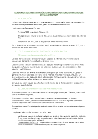 EL REGIMEN DE LA RESTAURACION