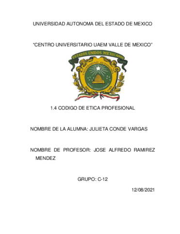 1.4.- CODIGO ETICA PROFESIONAL