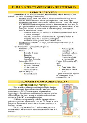 TEMA 3. NT y sus receptores