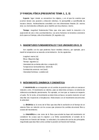 FÍSICA 1º PARCIAL