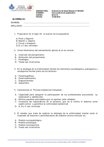 Examen Enfermería de SM 3 grado septiembre  final 2015.pdf