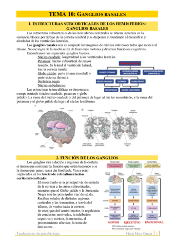 TEMA 10. Ganglios basales