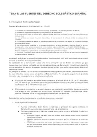 5. Fuentes del derecho eclesiastico