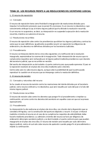 Tema 19. LOS RECURSOS FRENTE A LAS RESOLUCIONES DEL SECRETARIO JUDICIAL.pdf