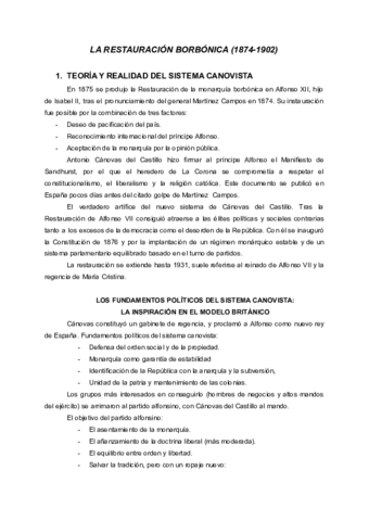 La Restauración borbónica