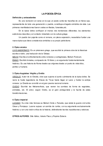 La poesía épica resumida