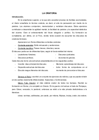 La oratoria resumida