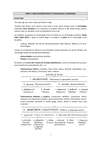 Tema 7. Nuevas perspectivas y evolución