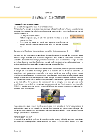 14. La energía de los ecosistemas