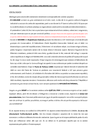 ORIGENS I CONSOLIDACIÓ DEL CATALANISME